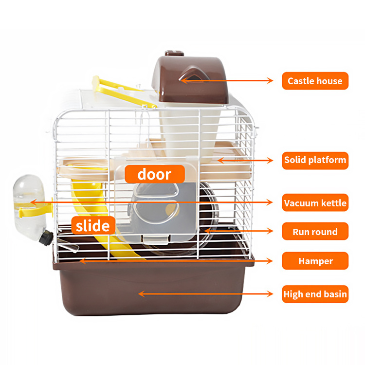 Portable Dream Castle For Small Pet Hamster Guinea pig Cage House Travel Carrier With Running Wheel