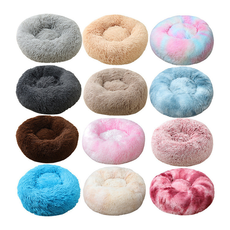 Direct Deal Dog Cat Nest Pet Kennel Modern Soft Plush Round Pet Donut Bed with Anti Skid Base cama para mascotas