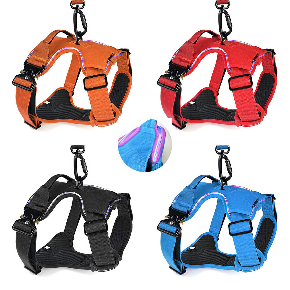 Easy To Carry Pet Harness Custom,  Reflective Training Tactical Service Har Leashes Pet Cat Dog Harness Set