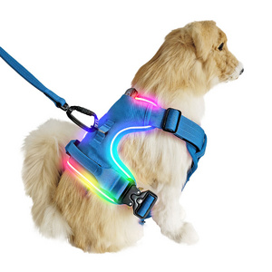 Easy To Carry Tactical Dog Harness With Led Lights,  Reflective Training Tactical Service Har Leashes Pet Cat Dog Harness Set