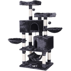 Multi-Level Cat Tree Condo with Sisal Scratching Posts Perches Houses Hammock and Baskets Cat Tower Furniture