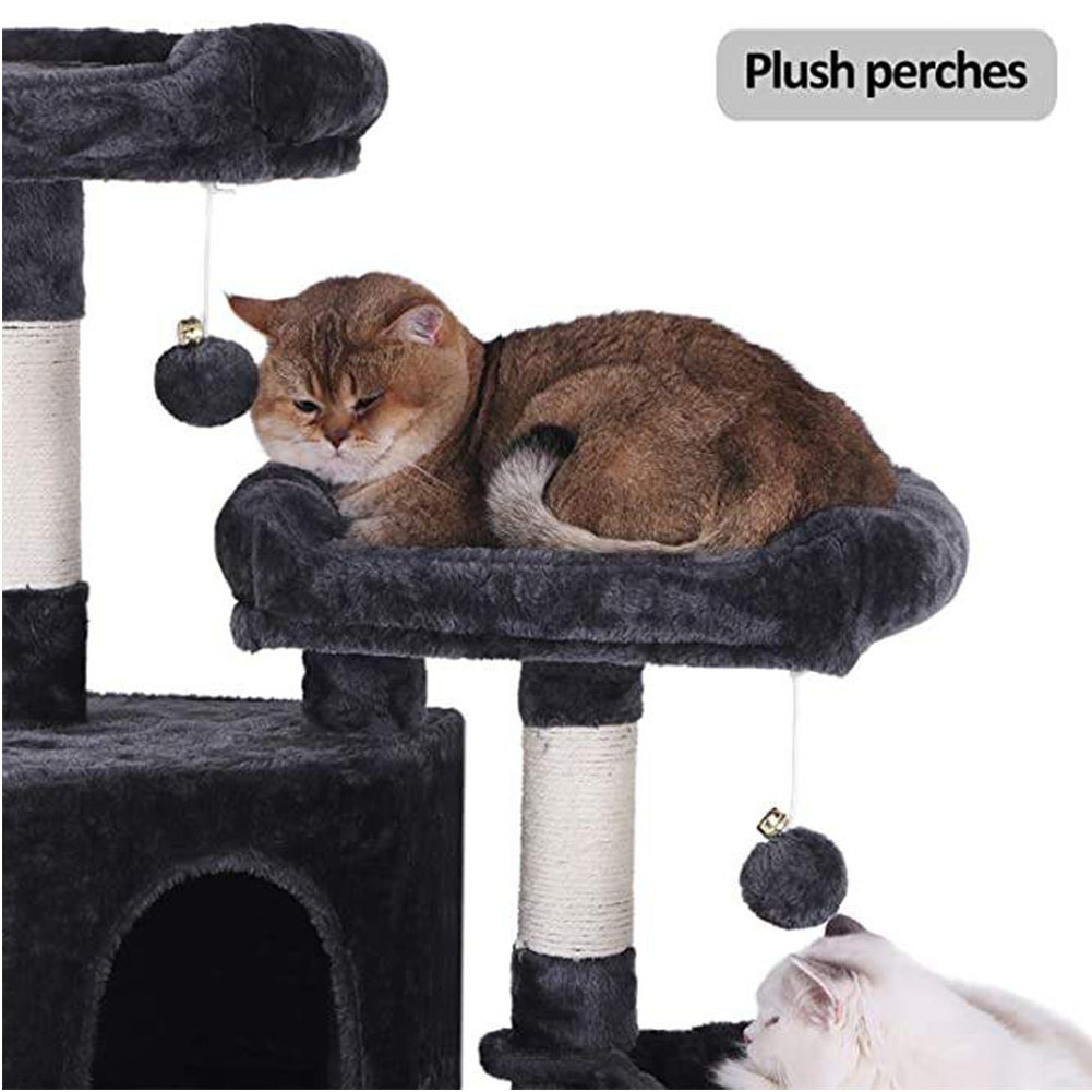 Multi-Level Cat Tree Condo with Sisal Scratching Posts Perches Houses Hammock and Baskets Cat Tower Furniture