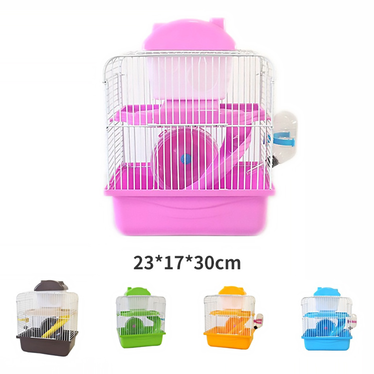 Portable Dream Castle For Small Pet Hamster Guinea pig Cage House Travel Carrier With Running Wheel