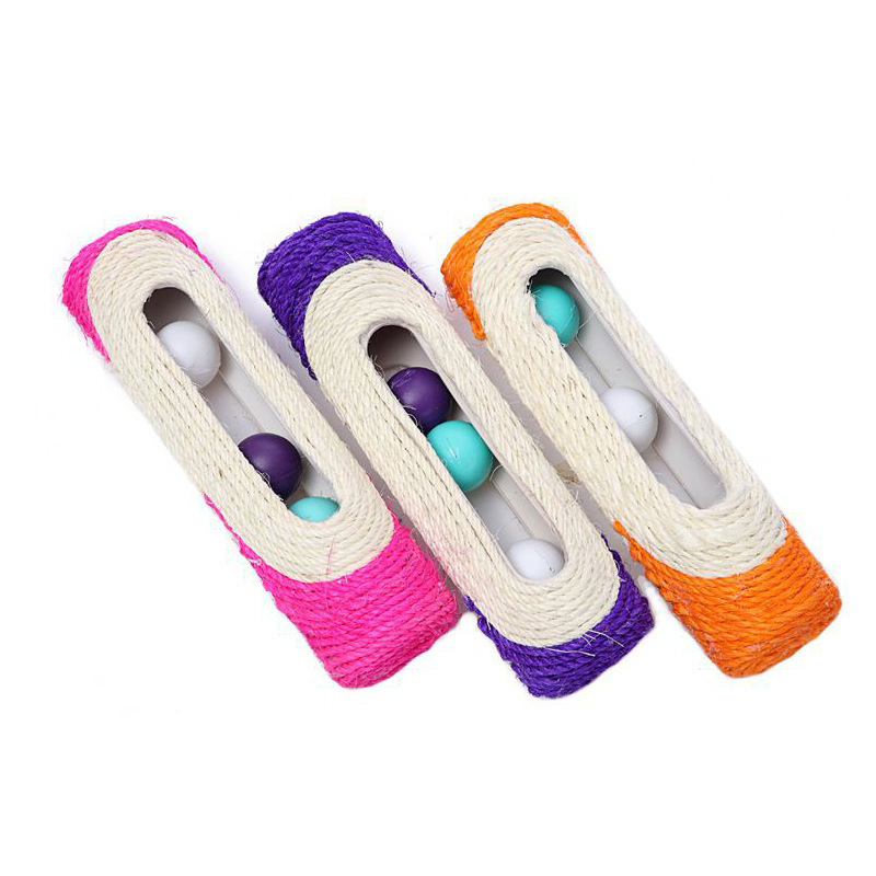 Cat toy long roller three ring ball sisal cat scratcher funny badminton pet toy