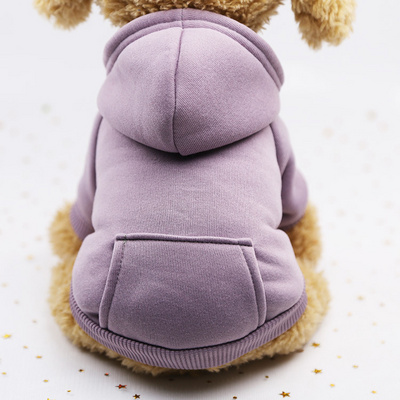 Dog Cat Hoodie Pet Warm Autumn Winter Coat Solid Color Cotton Dog Clothes with Pocket Outdoor Wholesale