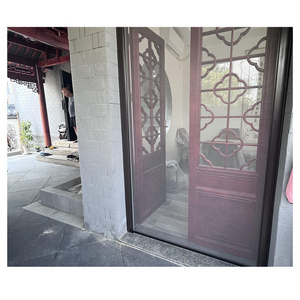 Aluminum Alloy Frame Mosquito Net Double Retractable Screen Door Barrier Free Flyscreens