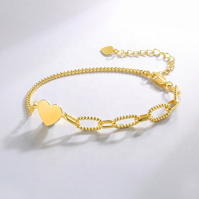 18K Solid Gold Engraved Fashion Bracelet Gold Plated