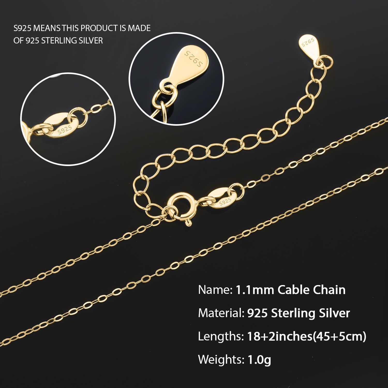 CDE YC Wholesale 925 Silver Jewelry Italian Sterling Silver Figaro Chain Necklace  Gold Cadena de Plata 925 Silver Chain Women