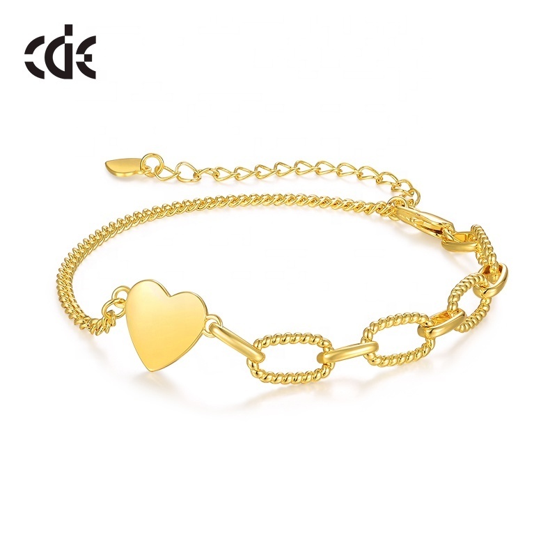 18K Solid Gold Engraved Fashion Bracelet Gold Plated