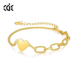 18K Solid Gold Engraved Fashion Bracelet Gold Plated