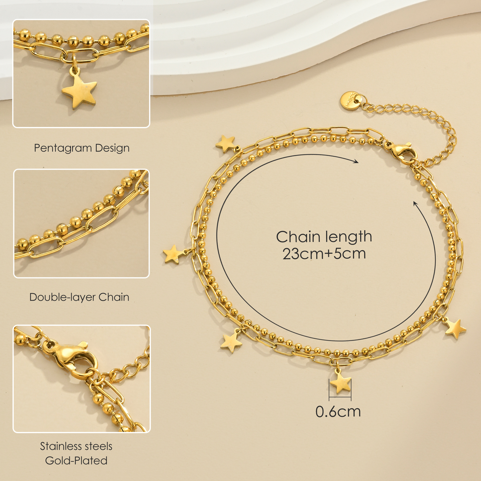 CDE MGA Fashion Jewelry Stainless Steels Anklet Set Girls Bracelet Wholesale Heart Butterfly Cuban Link Gold Anklet For Women