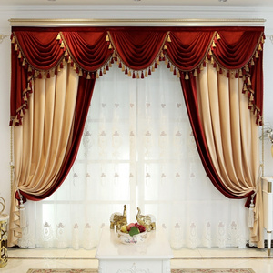 high grade Europeanstyle luxury living room elegant velvet blackout window curtains with valance