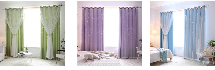 Luxury princess style curtains set manufacturers sell Double layer crystal light gauze starry curtains for living room