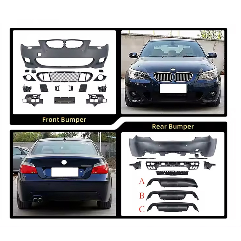 Full Set M Sport M5 Facelift Rear Diffuser Front Grille Bumper  Body Kit for BMW 5 Series E60 2004-2010 Upgrade to M5