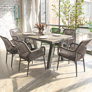 Outdoor Furniture Contemporary Garden Outdoor Furniture Set Hand Weave Alum Dining Set Dining Chairs