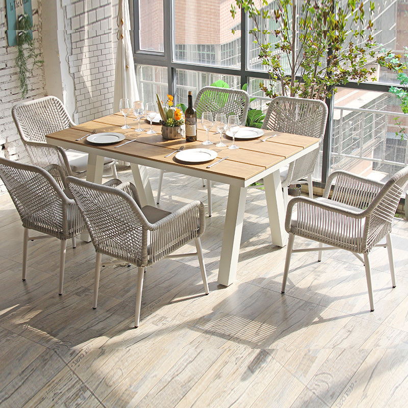 Outdoor Furniture Contemporary Garden Outdoor Furniture Set Hand Weave Alum Dining Set Dining Chairs