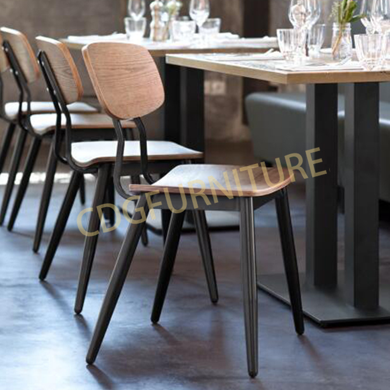 CDG Modern Design Commercial Chair Furniture Bent Plywood Steel Leg Coffee Shop Cafe Tables And Chairs For Hotel Restaurant