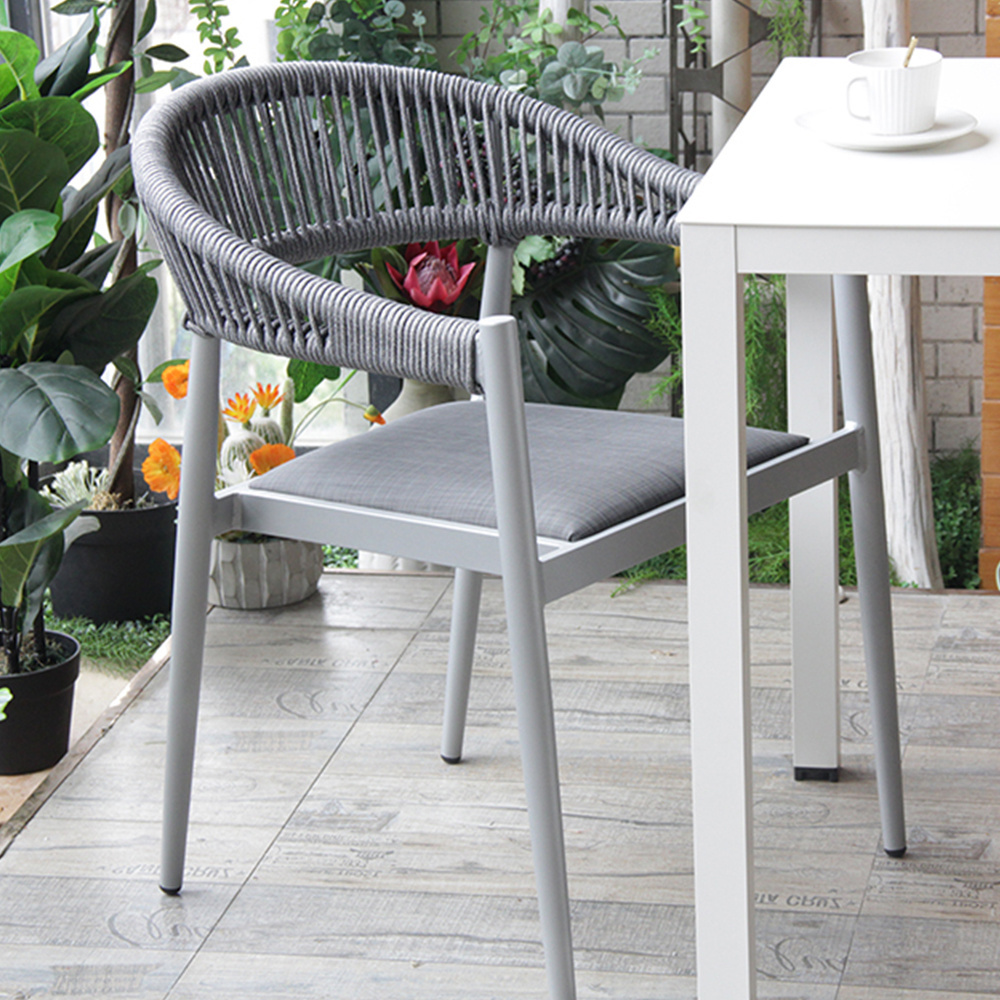 Chinese Supplier Modern Aluminum Outdoor Garden Dining Chair Outdoor Ceramic Tile Dining Table Rope Chair