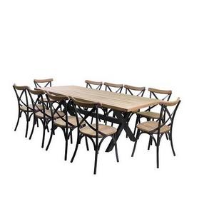 Solid Wooden Top Table Outdoor Dining Table With Teak Wooden Top