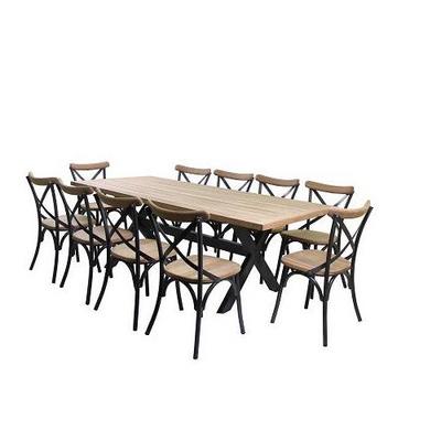 Solid Wooden Top Table Outdoor Dining Table With Teak Wooden Top