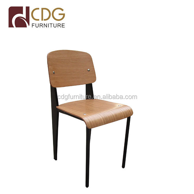 Jean Prouve's Standard Chair Restaurant Furniture Modern Designer Bentwood Seat Metal Frame Industrial Restaurant Chair