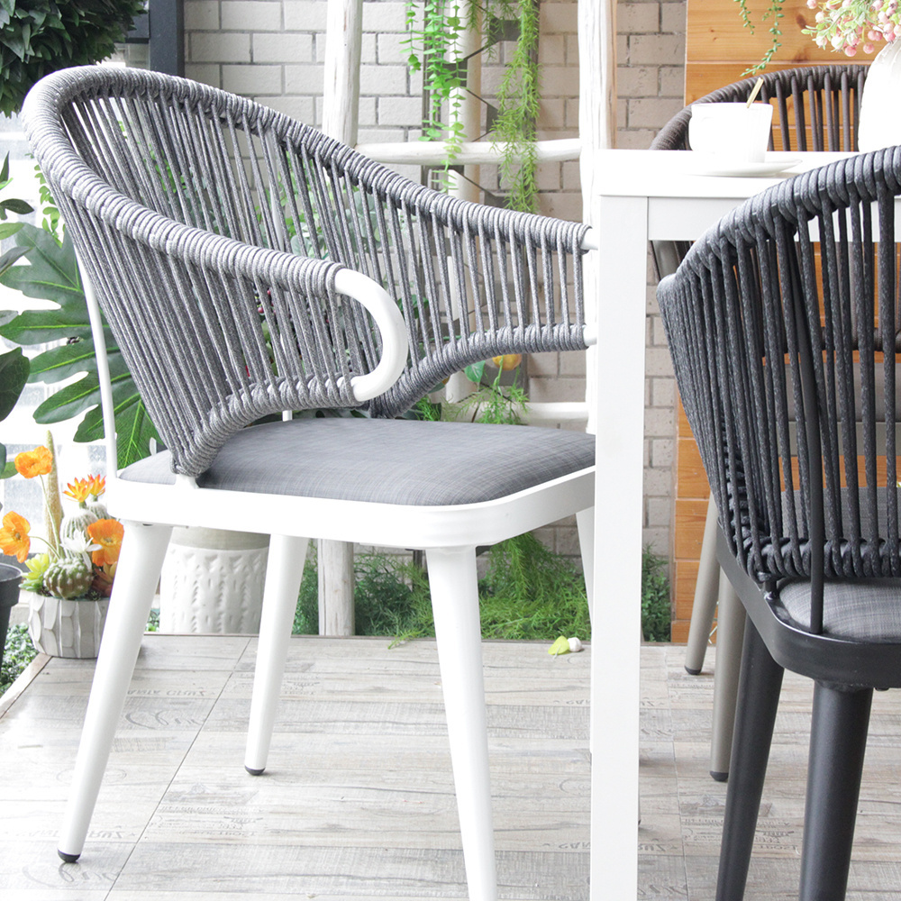 Garden outdoor terrace aluminum frame PE woven rattan chair restaurant hand woven arm chair