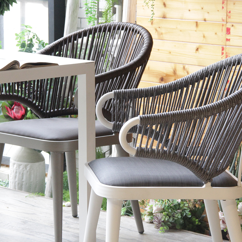 Garden outdoor terrace aluminum frame PE woven rattan chair restaurant hand woven arm chair