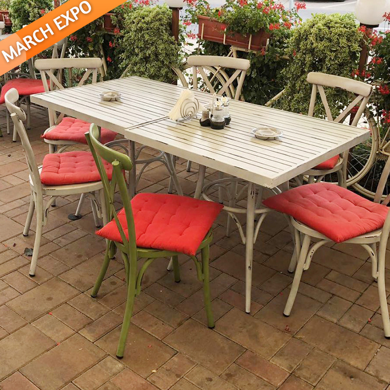 Aluminium Theme Restaurant Table Fushan Furniture Industrial Cafe Chairs And Tables Handmade Finish Used Banquet Tables