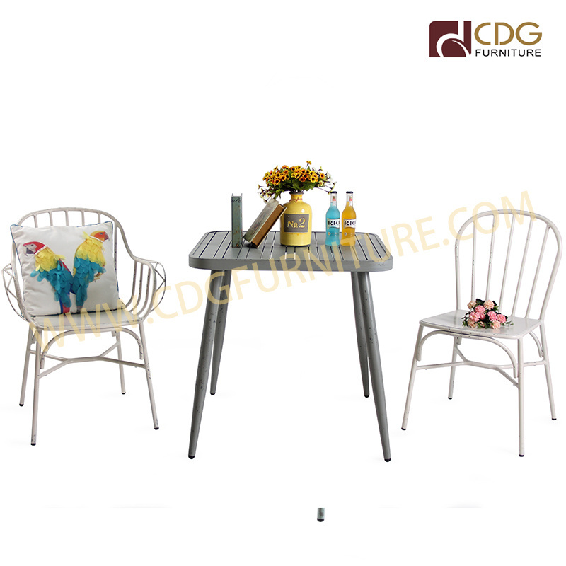 Aluminum Patio Furniture Bistro French Style Cafe Dining Table Not Plastic Party Outdoor Table For Swimming Pool Use