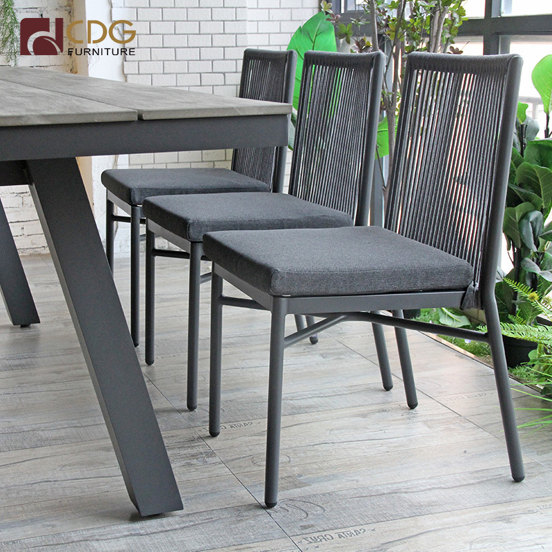 Coffee Shop Woven Rope Chair Stacking Manufacturer Outdoor Furniture For Restaurant