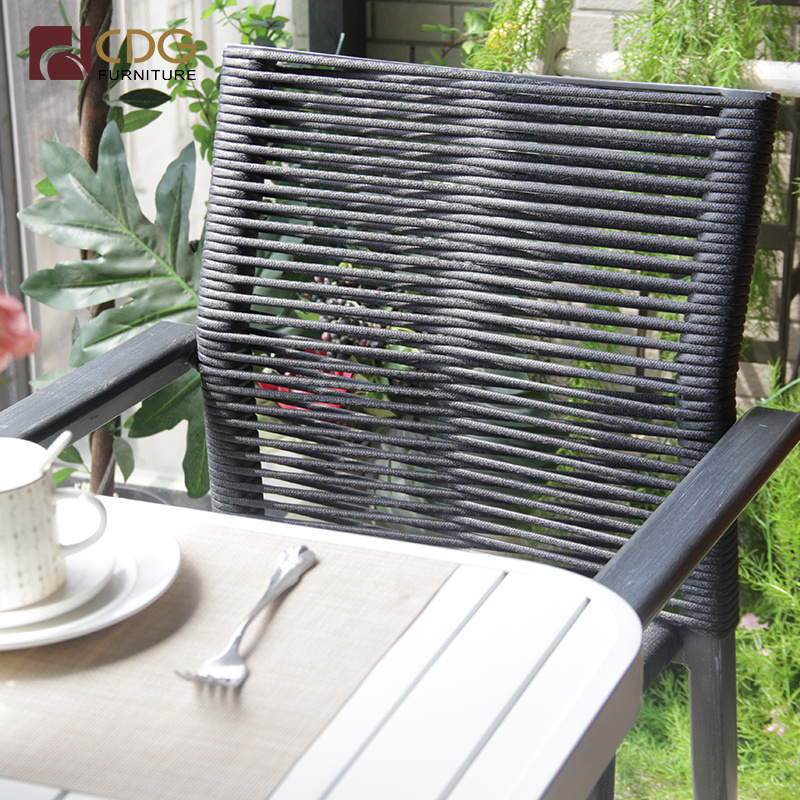 Modern New Nordic Design Stackable Outdoor Leisure Rattan Chair French Bistro Aluminum Rattan Wicker Chair