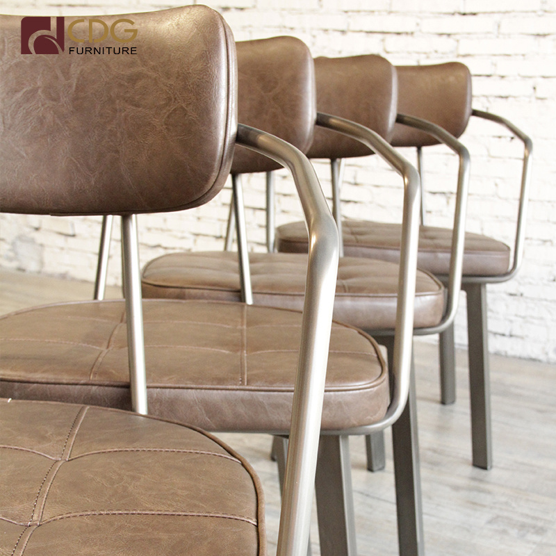 Cafe 1Table 4 Chairs Furniture Set Leather Seat Arm Dining Industrial Chair Coffee Shop Furniture