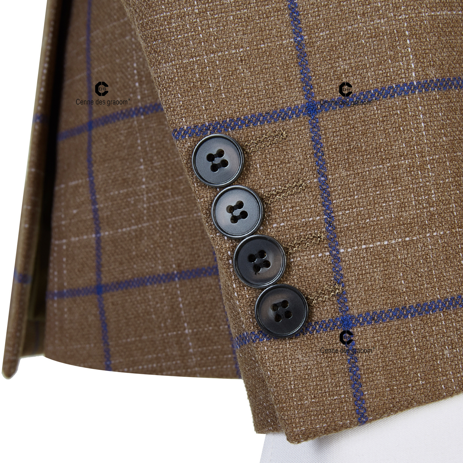 C-D-G Check Slim Fit Business Work Office Uniform Plaid Suit Party Prom Banquet Wedding Double Breasted Six Buttons