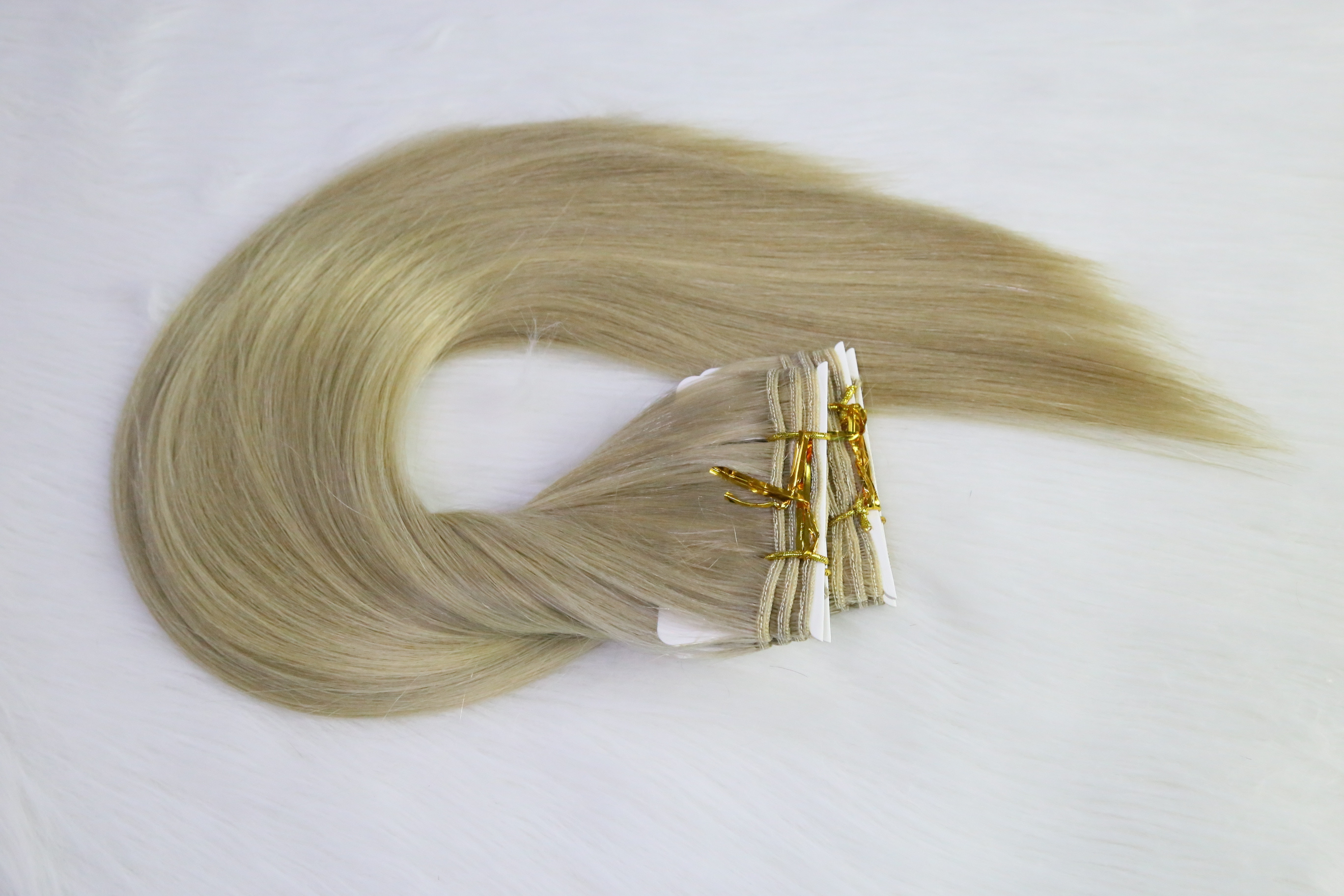 Sew In Russian Human Hair Weave Double Drawn Ombre Hair Weaves, Two Tone Blonde Weft Hair Extensions