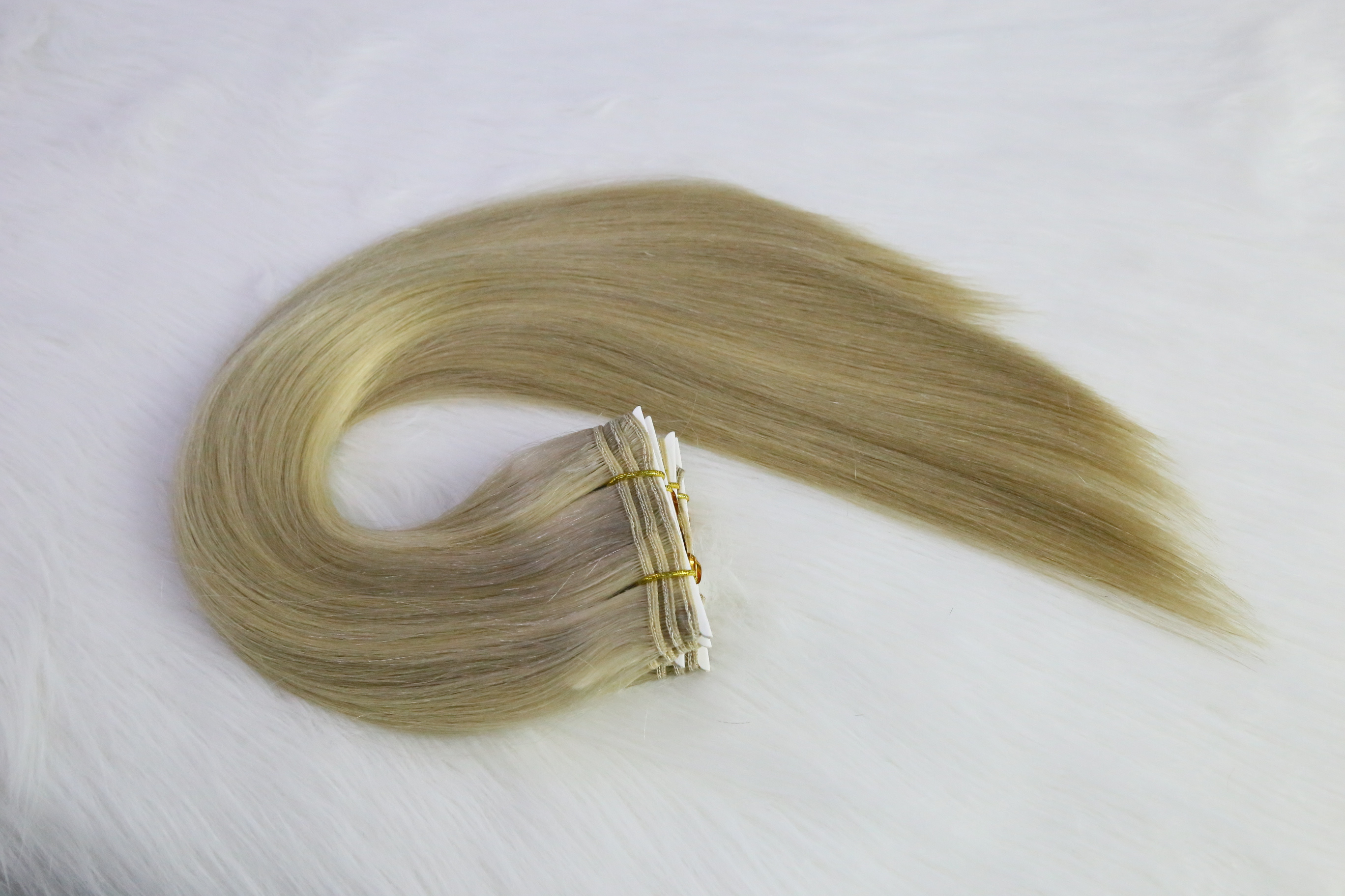 Sew In Russian Human Hair Weave Double Drawn Ombre Hair Weaves, Two Tone Blonde Weft Hair Extensions