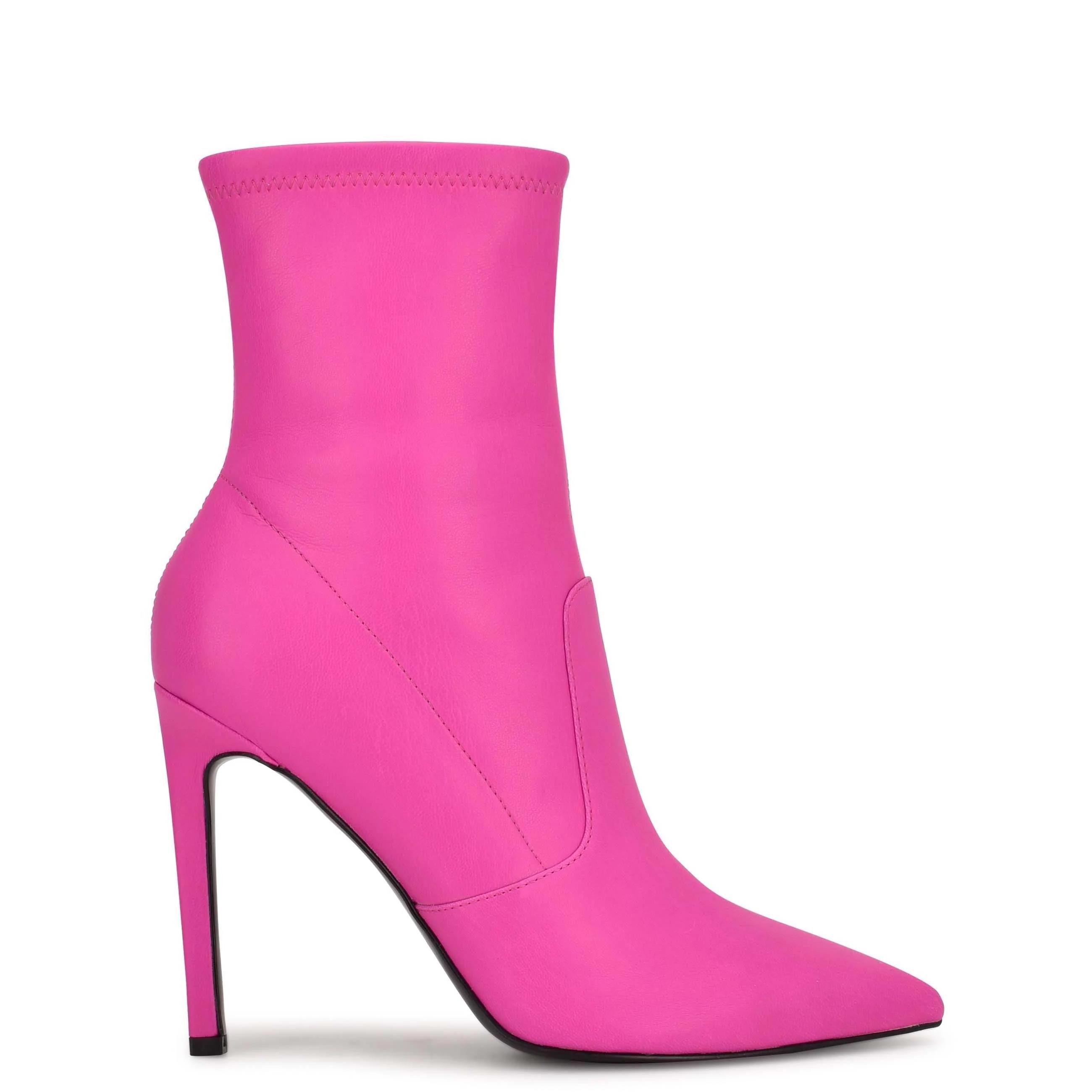 popular thin high heel pointed  toe  pink faux  leather dress  ankle boots  for women and  laddies women ankle boots