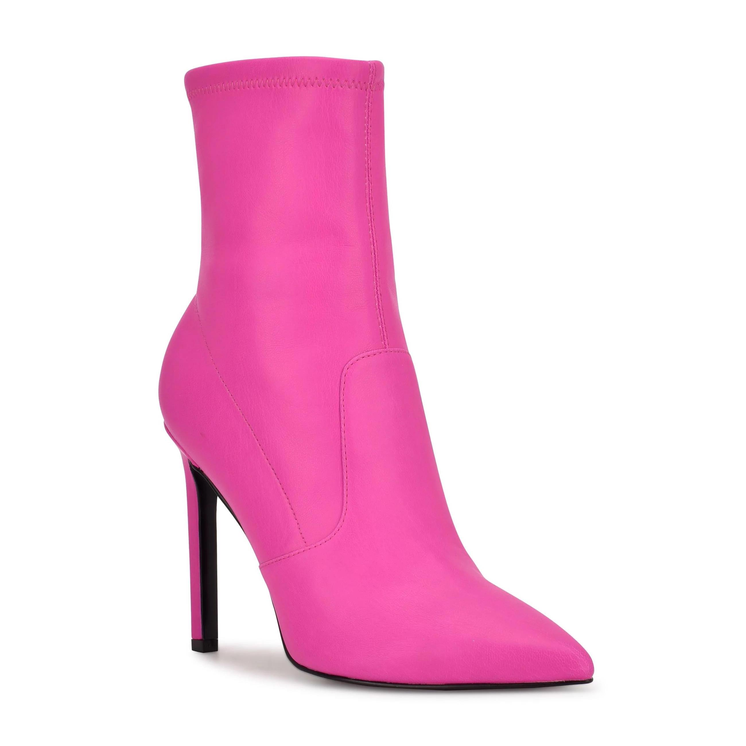 popular thin high heel pointed  toe  pink faux  leather dress  ankle boots  for women and  laddies women ankle boots