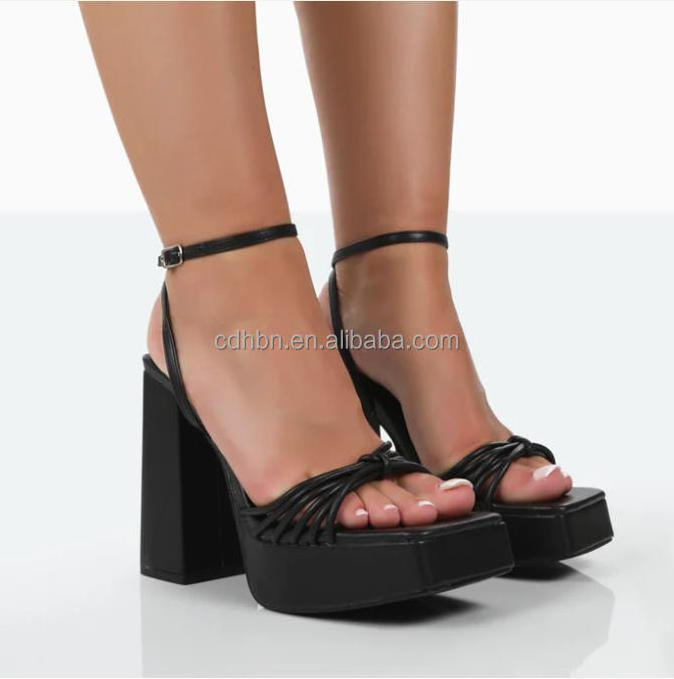 lace up strappy block heel platform square  toe pink  ankle strap  sandals for women and laddies