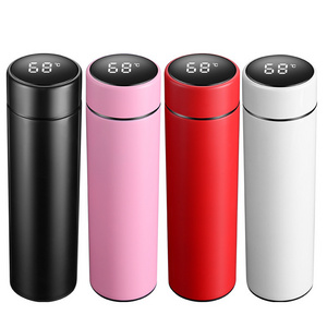 Double wall thermo designer time marker with led temperature display vaccum flask stainless steel smart drinkware water bottle