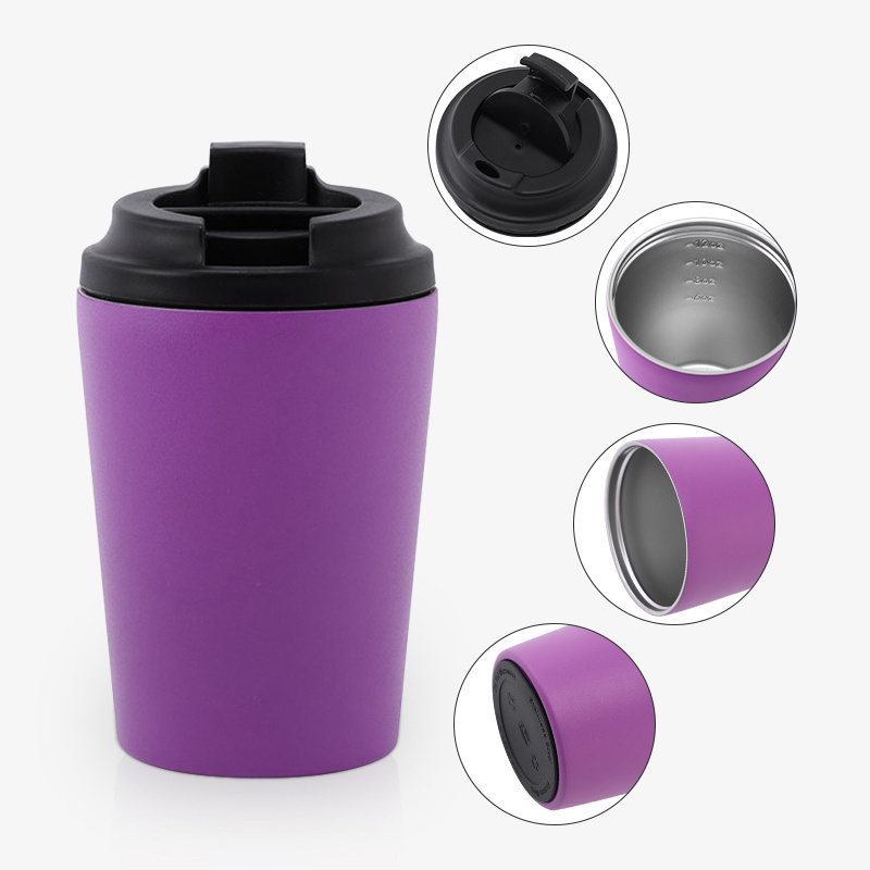 Custom logo Stainless Steel 12oz reusable coffee cups with lid leak-proof recyclable 12 oz travel insulated coffee tumbler mug