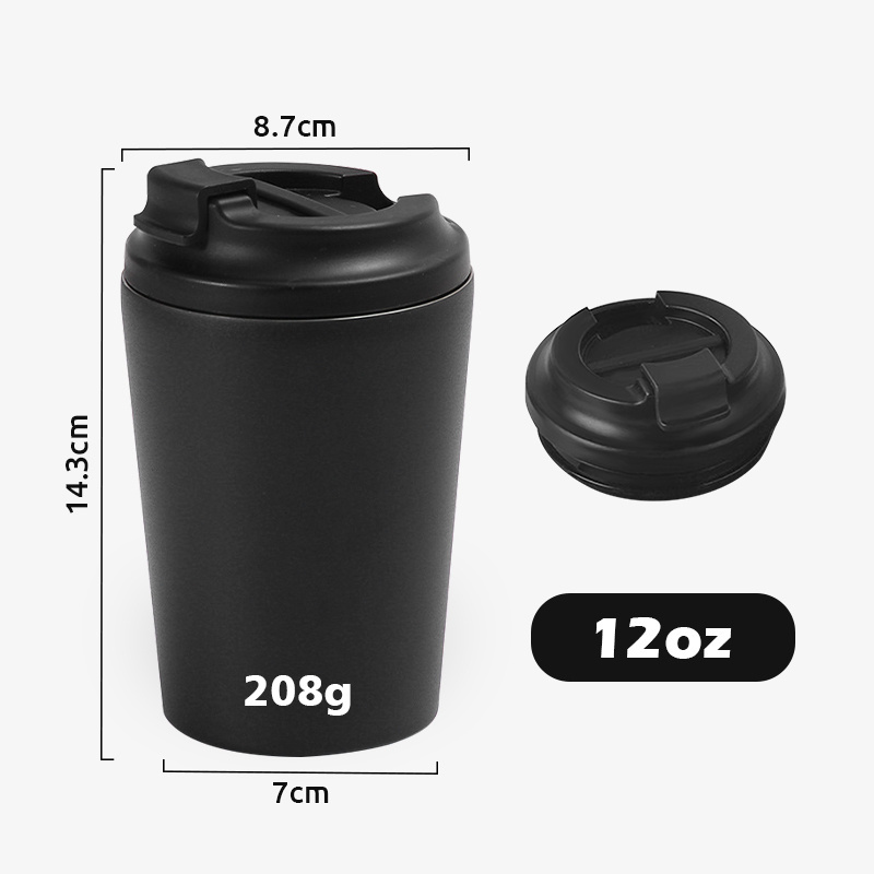 Custom logo Stainless Steel 12oz reusable coffee cups with lid leak-proof recyclable 12 oz travel insulated coffee tumbler mug