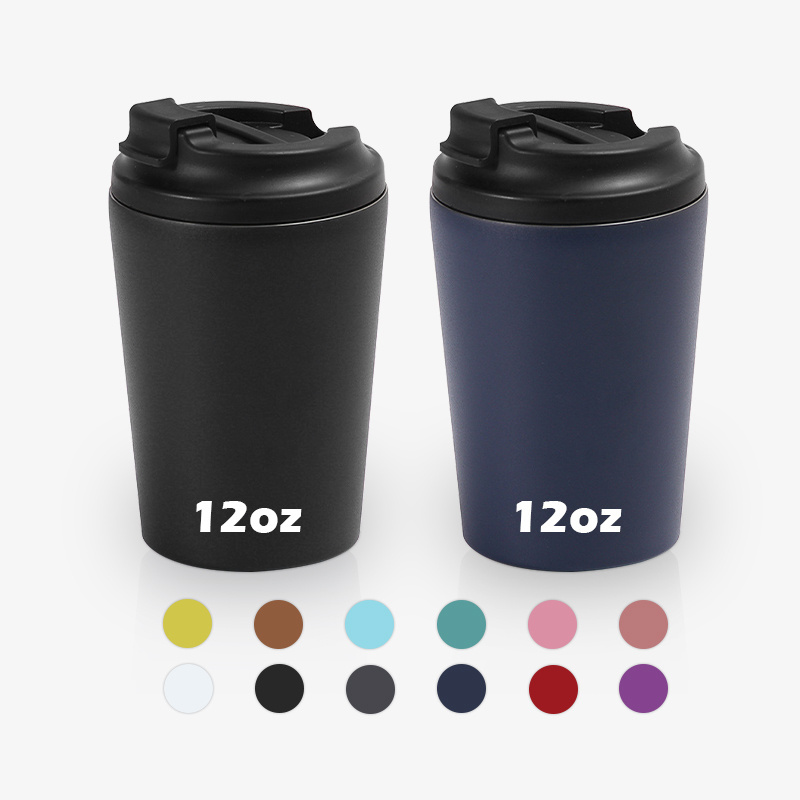 Custom logo Stainless Steel 12oz reusable coffee cups with lid leak-proof recyclable 12 oz travel insulated coffee tumbler mug