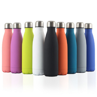 500ml 17oz Bulk Double Wall Travel Sports Drink Metal Stainless Steel Insulated Thermos Vacuum Flasks Cola Shape Water Bottles