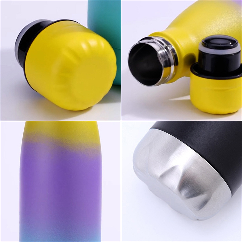 500ml 17oz Bulk Double Wall Travel Sports Drink Metal Stainless Steel Insulated Thermos Vacuum Flasks Cola Shape Water Bottles