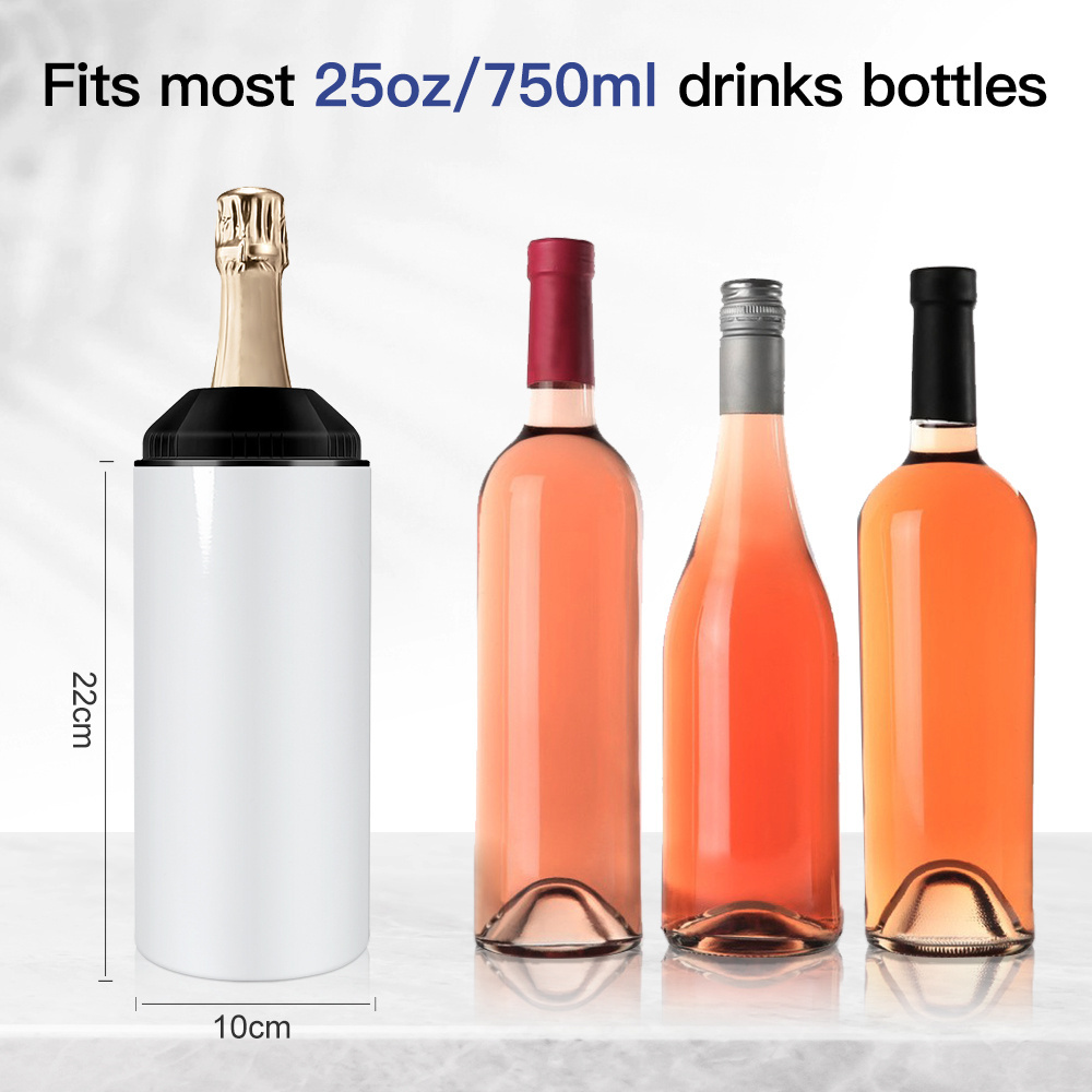 Custom Portable keep cool Ice Metal Champagne Wine Chiller Insulated Double Wall Stainless Steel 25 oz Wine Bottle Cooler Bucket