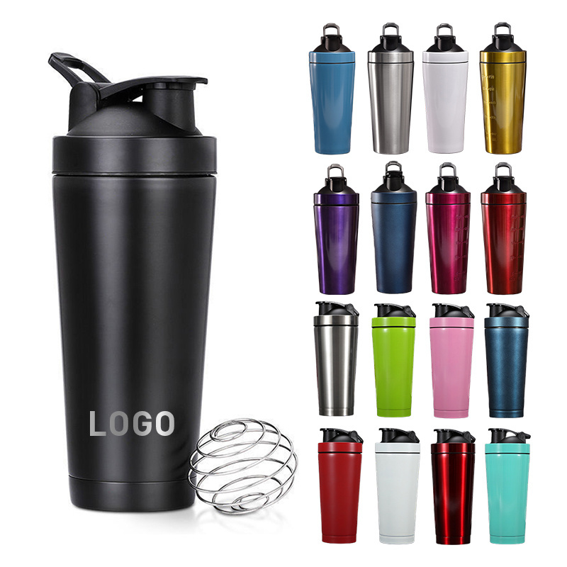 Factory Custom Logo 17oz 24oz sports Gym Vacuum Insulated Stainless Steel Metal fitness workout mixer protein shaker bottle