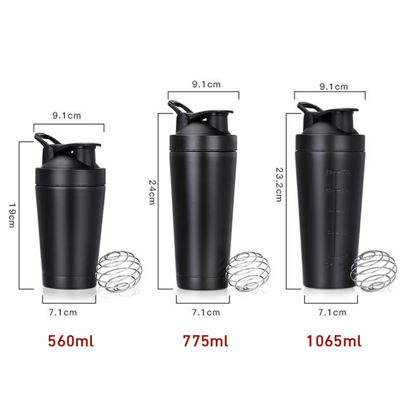 Factory Custom Logo 17oz 24oz sports Gym Vacuum Insulated Stainless Steel Metal fitness workout mixer protein shaker bottle