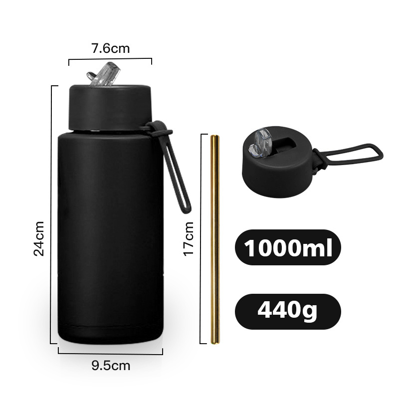 Custom bpa free eco friendly 32oz 1000ml vacuum flask reusable double wall insulated stainless steel water bottle