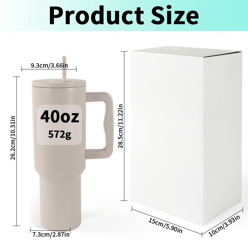 Custom logo 40oz Travel Mug Cupholder Friendly Reusable Stainless Steel Water Bottle 40 oz Tumbler with Handle and Straw Lid