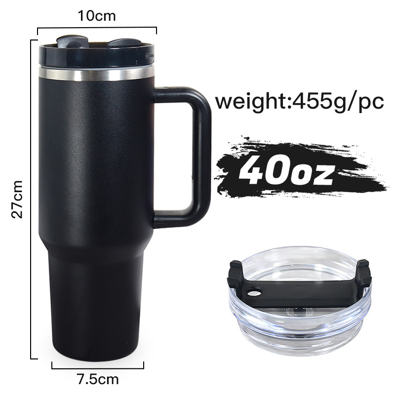 Custom logo stainless steel vacuum insulated 40 oz sublimation tumbler with handle and straw travel coffee 30oz 40oz outdoor mug